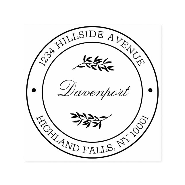 Sello Automático Dirección de devolución de caligrafía de hojas bot (Diseño)