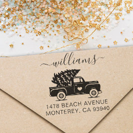 Sello Automático Dirección de devolución de camión de Navidad de ép