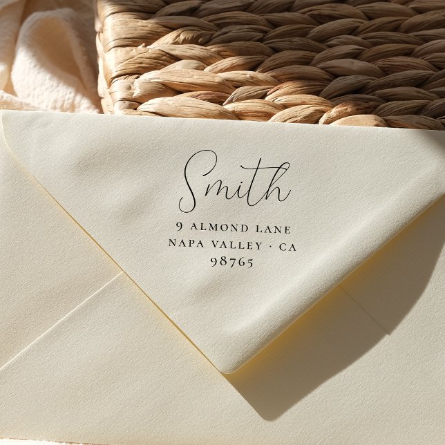 Sello Automático Dirección de devolución de carta de nombre de fami (Rubber Stamp Mock-up)