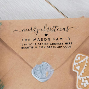 Sello Automático Dirección de devolución de corazón del guión navid