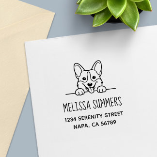 Sello Automático Dirección de devolución de Corgi adorable