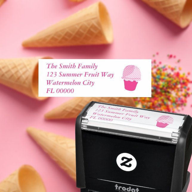 Sello Automático Dirección de devolución de crema de hielo cúpula P (Love ice cream cones? Add you raddress to this self inking stamp)