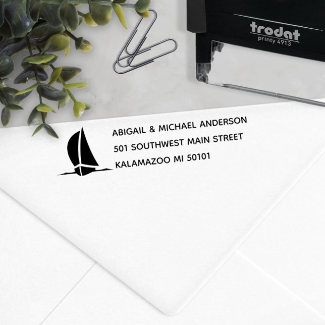 Sello Automático Dirección de devolución de embarcaciones náuticas  (⛵ Nautical Sailboat Return Address Self-inking Stamp
)