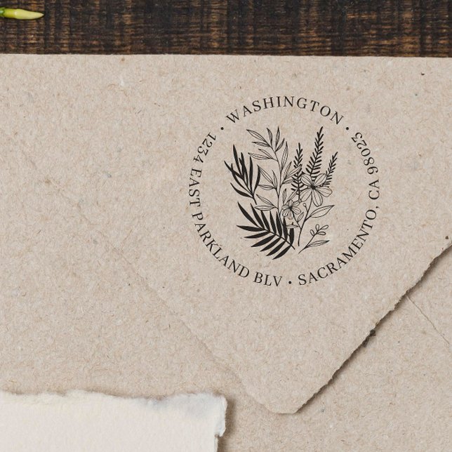 Sello Automático Dirección de devolución de familia de redondeo flo (Rubber Stamp Mock-up)