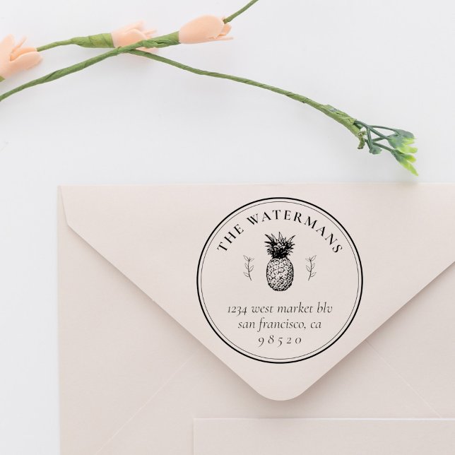 Sello Automático Dirección de devolución de familia tropical de piñ (Subido por el creador)