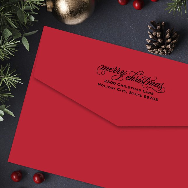 Sello Automático Dirección de devolución de Feliz Navidad florecida (Subido por el creador)