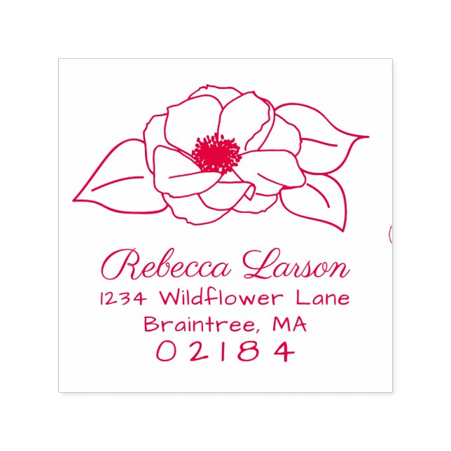 Sello Automático Dirección de devolución de flor de anémona dibujad (Diseño)