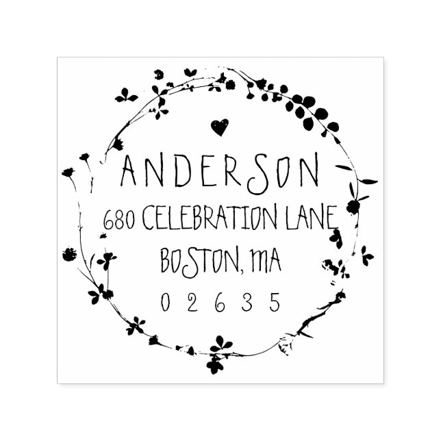 Sello Automático Dirección de devolución de flores silvestres dibuj (Diseño)