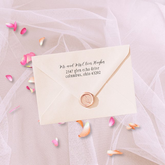 Sello Automático Dirección de devolución de guión de estilo encanta (Lovely and feminine address stamp)