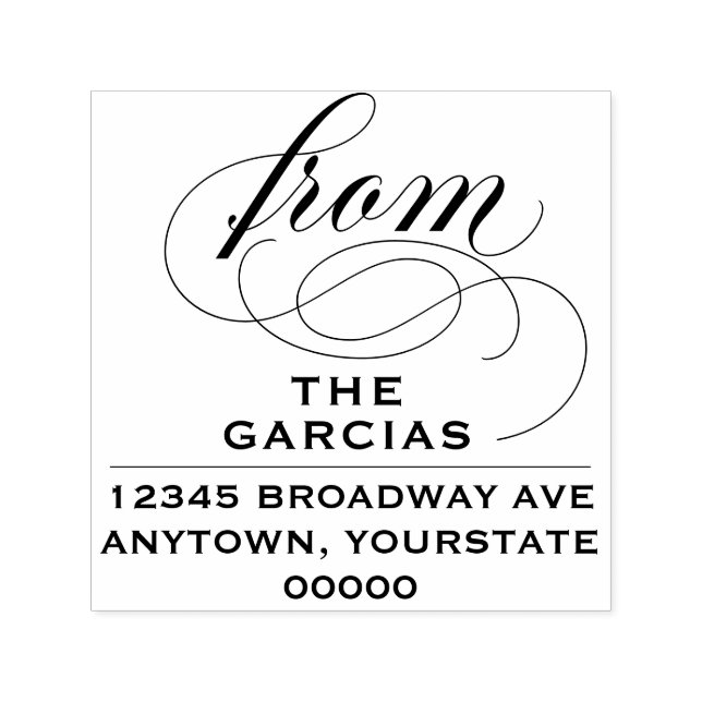 Sello Automático Dirección de devolución de guión elegante y florec (Diseño)