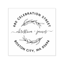 Sello Automático Dirección de devolución de hoja de laurel elegante