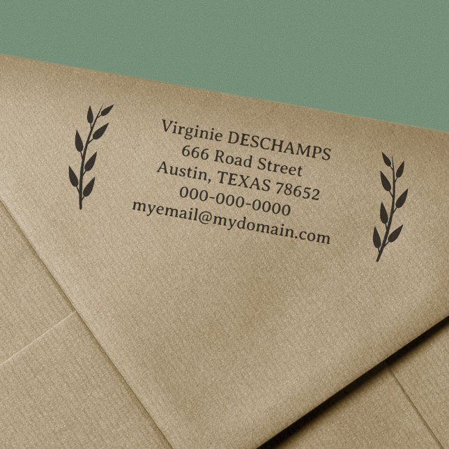 Sello Automático Dirección de devolución de hojas rusas (Rustic Leaves Return Address Self-inking Stamp)