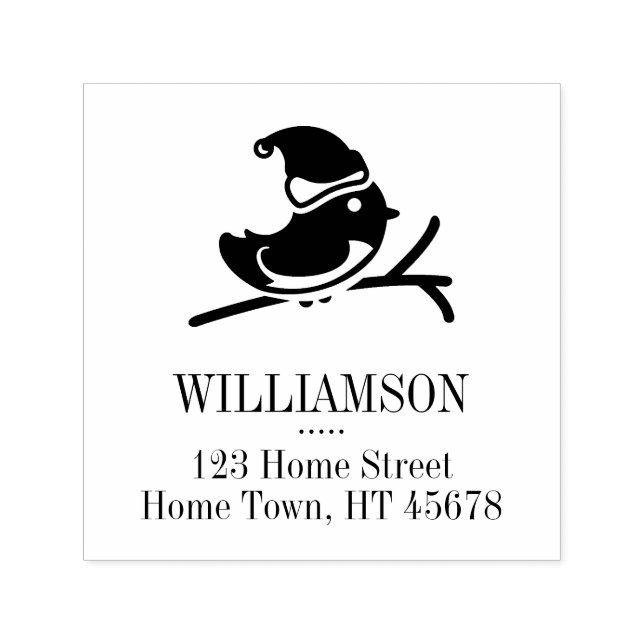 Sello Automático Dirección de devolución de Holiday Robin Square (Diseño)