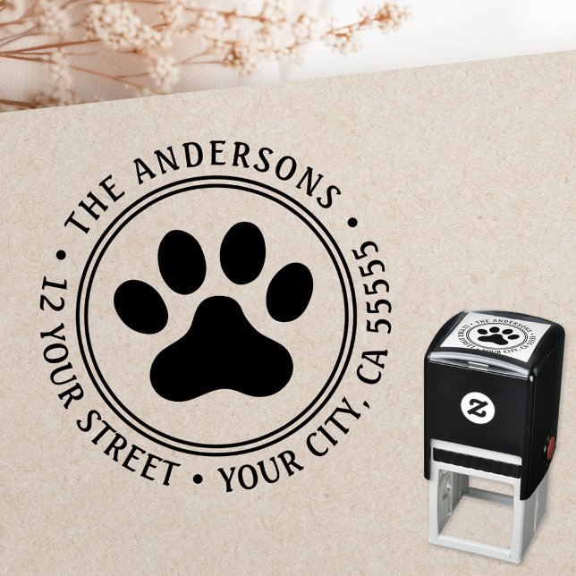 Sello Automático dirección de devolución de impresión de lápiz de m (Pet paw print return address self-inking stamp)
