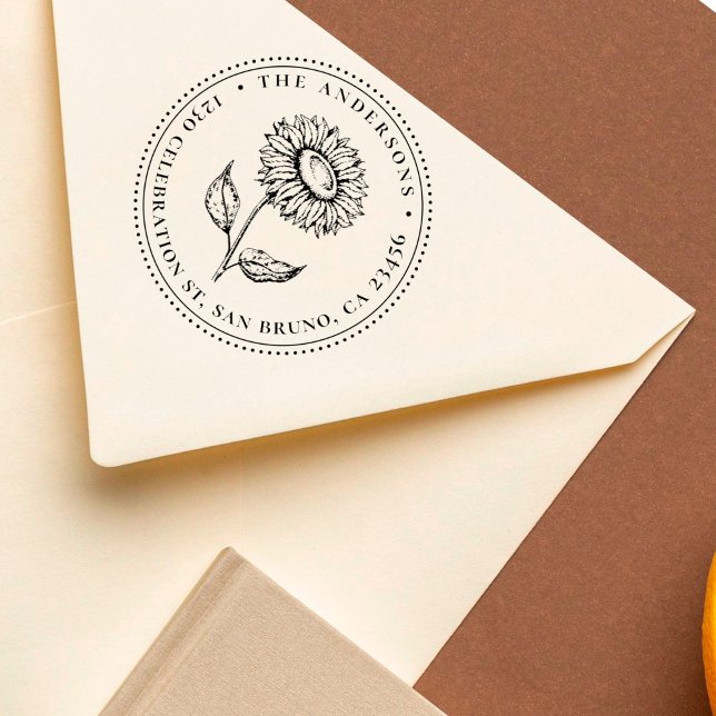 Sello Automático Dirección de devolución de la familia de girasoles (Subido por el creador)