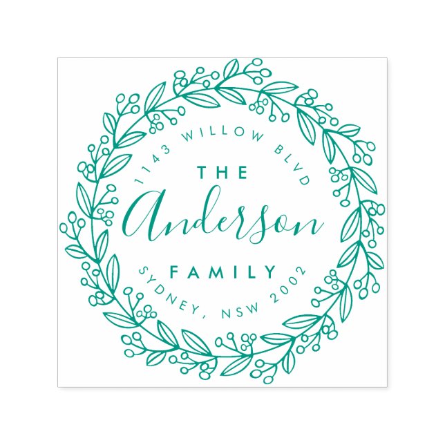 Sello Automático Dirección de devolución de la familia de guirnalda (Diseño)