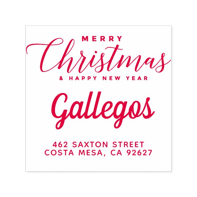 Sello Automático Dirección de devolución de la familia Feliz Navida (Diseño)