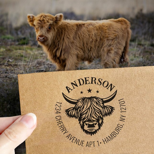 Sello Automático Dirección de devolución de la familia Highland Cow (Subido por el creador)