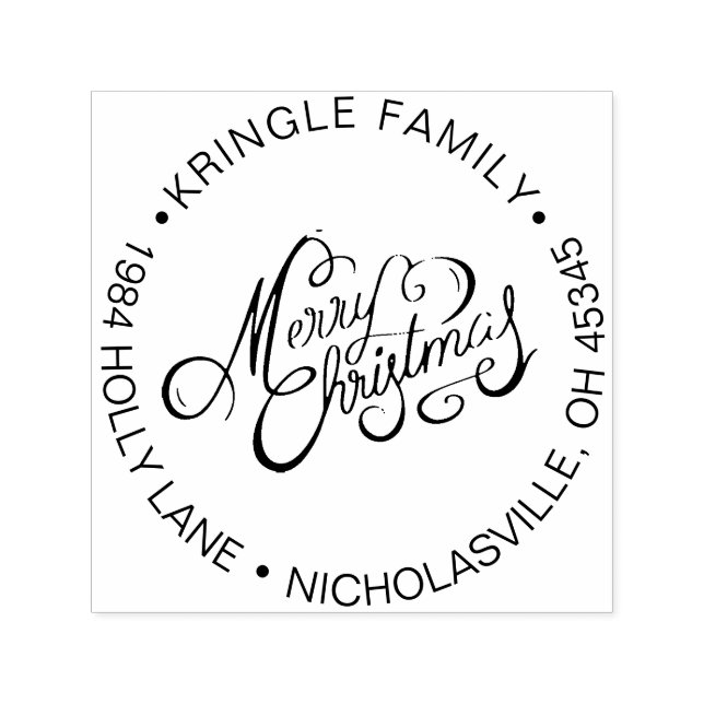 Sello Automático Dirección de devolución de la familia navideña (Diseño)