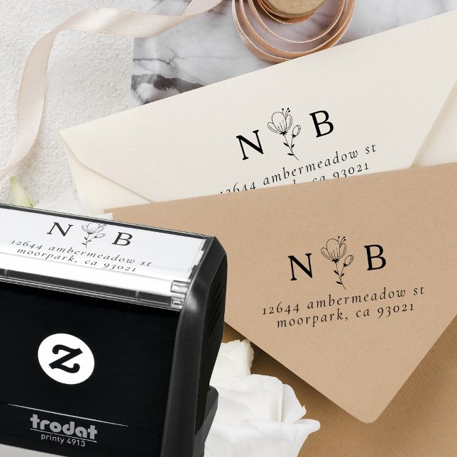 Sello Automático Dirección de devolución de la pareja floral de Ini (Subido por el creador)