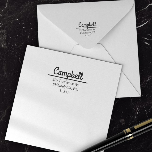 Sello Automático Dirección de devolución de letra a mano boho para  (Simple Return Address Calligraphy Professional Self-inking Stamp)