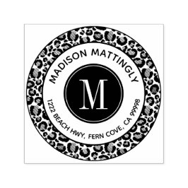 Sello Automático Dirección de devolución de monograma de moda Leopa