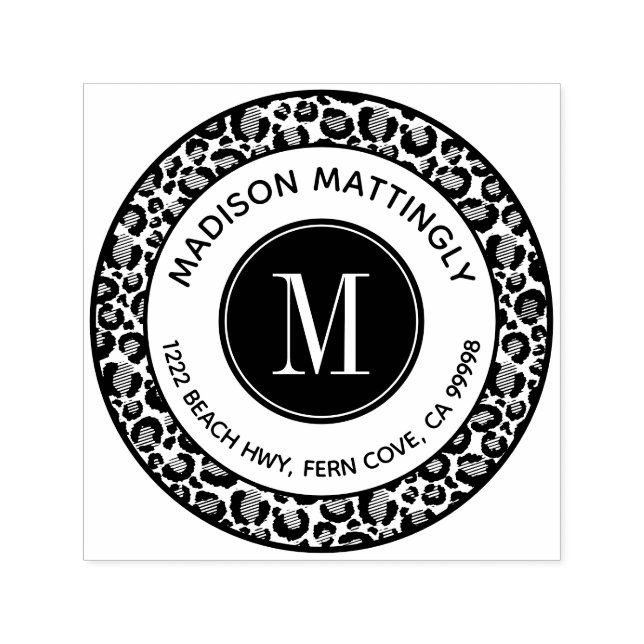 Sello Automático Dirección de devolución de monograma de moda Leopa (Diseño)