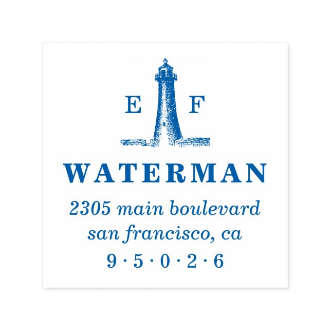 Sello Automático Dirección de devolución de monograma del faro de v (Diseño)