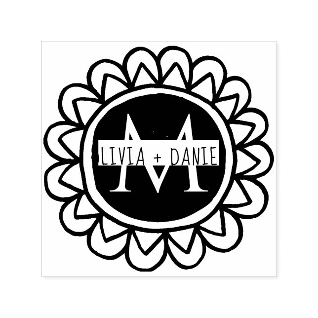 Sello Automático Dirección de devolución de monograma floral capric (Diseño)