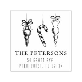 Sello Automático Dirección de devolución de Navidad clásica de vint