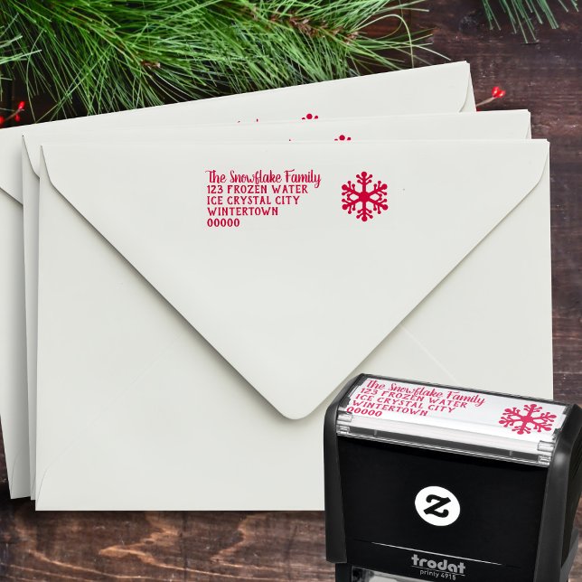 Sello Automático Dirección de devolución de navidades Snowflake Sim (A classic Snowflake Return Address Self Inking stamp for all your holiday address stamping needs)