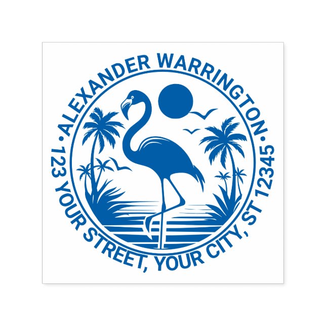 Sello Automático Dirección de devolución de nombre de árbol de palm (Diseño)