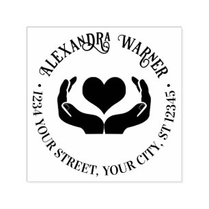 Sello Automático Dirección de devolución de nombre de corazón en ma