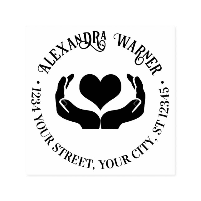 Sello Automático Dirección de devolución de nombre de corazón en ma (Diseño)