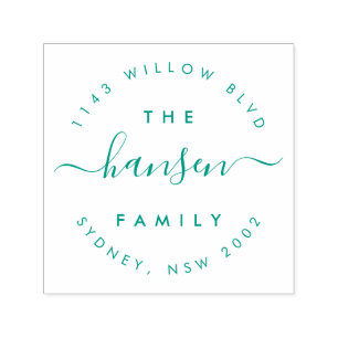 Sello Automático Dirección de devolución de nombre de familia circu