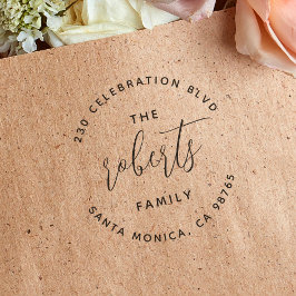 Sello Automático Dirección de devolución de nombre de familia circu