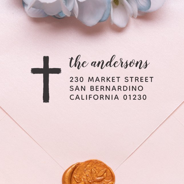 Sello Automático Dirección de devolución de nombre de familia de gu (Stamp Mock-up)