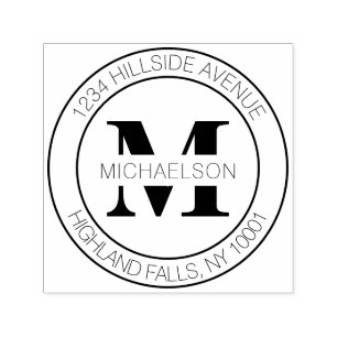 Sello Automático Dirección de devolución de nombre de familia monog