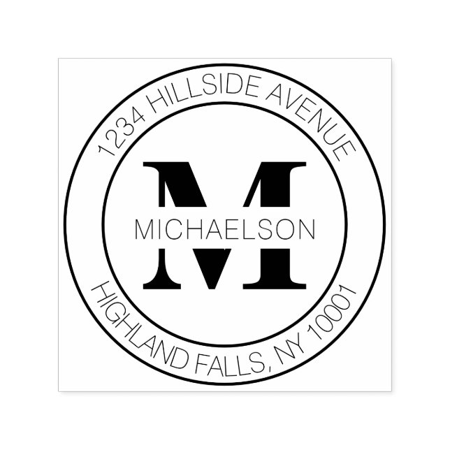 Sello Automático Dirección de devolución de nombre de familia monog (Diseño)