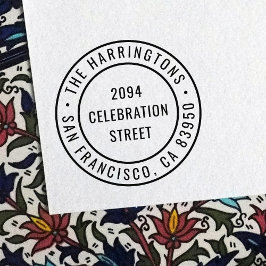 Sello Automático Dirección de devolución de nombre de familia redon