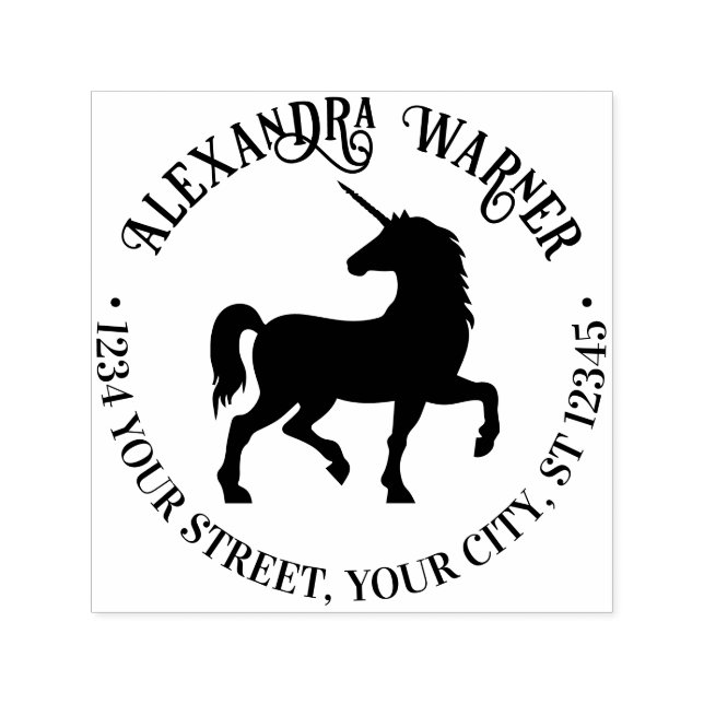 Sello Automático Dirección de devolución de nombre de silueta mític (Diseño)