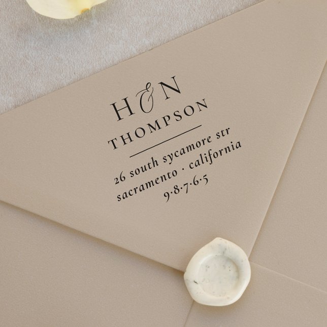 Sello Automático Dirección de devolución de nombre e inicio de Boda (Rubber Stamp Mock-up)