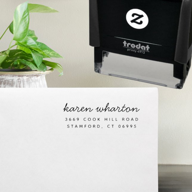 Sello Automático Dirección de Devolución de Nombre Personalizado Mi (Modern minimal custom name return address stamp adds clean elegance to your mail)