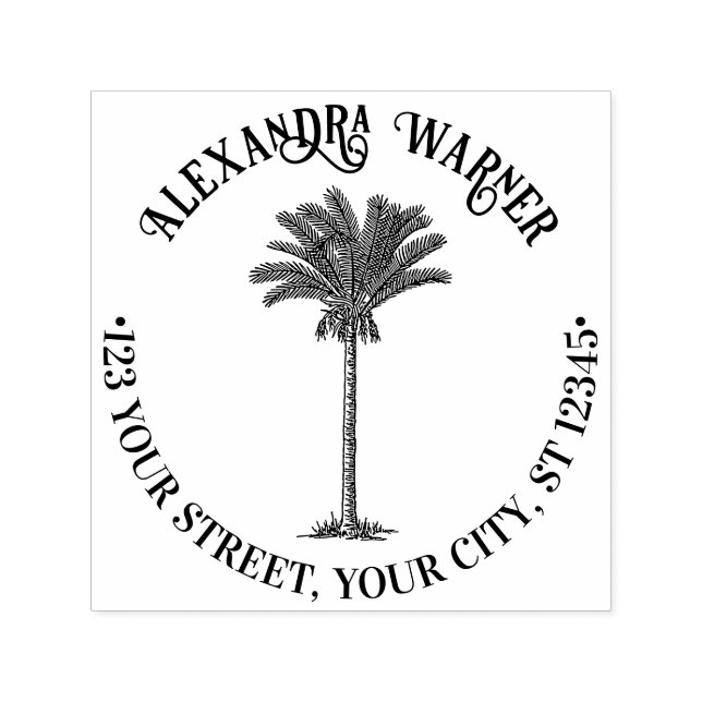 Sello Automático Dirección de devolución de nombre tropical del árb (Diseño)