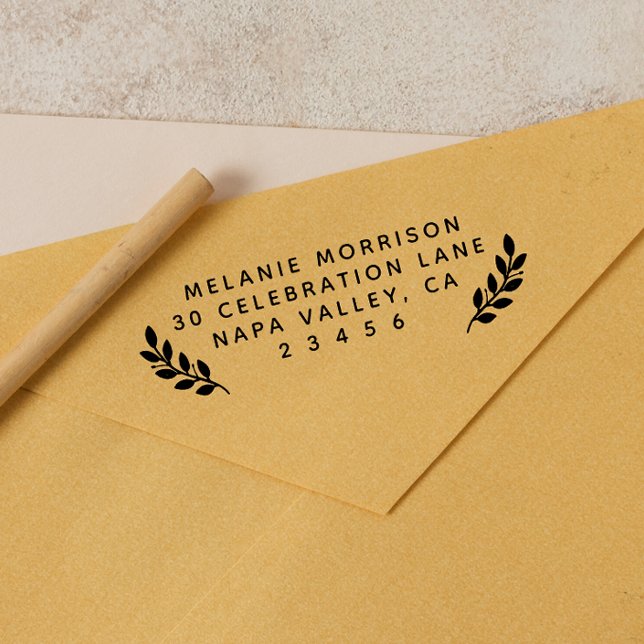 Sello Automático Dirección de devolución de nombre y ramas botánica (Rubber Stamp Mock-up)