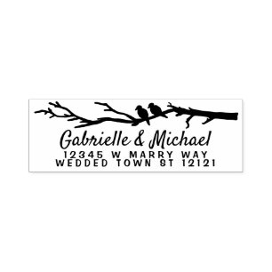 Sello Automático Dirección de devolución de nombres de boda   Rama 