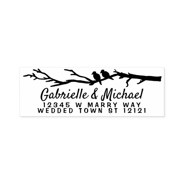 Sello Automático Dirección de devolución de nombres de boda | Rama  (Diseño)