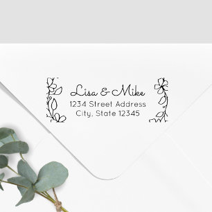 Sello Automático Dirección de devolución de nombres florales dibuja