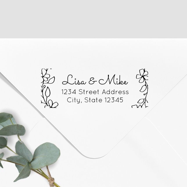 Sello Automático Dirección de devolución de nombres florales dibuja (Subido por el creador)