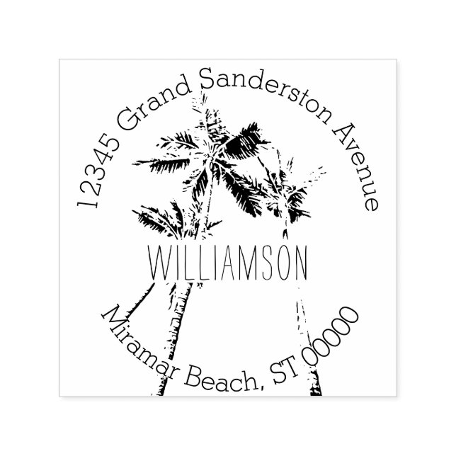 Sello Automático Dirección de devolución de palmeras tropicales (Diseño)